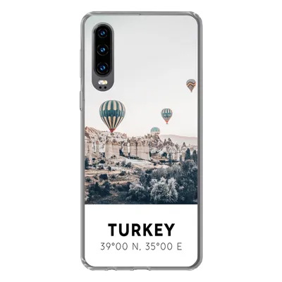 Produktbild von MuchoWow® Handyhülle Schutzhülle Hülle für Huawei P30 Heißluftballon - Türkei - Sommer - Grau Silikon Softcase Handy Hülle - Kartenbesitzer