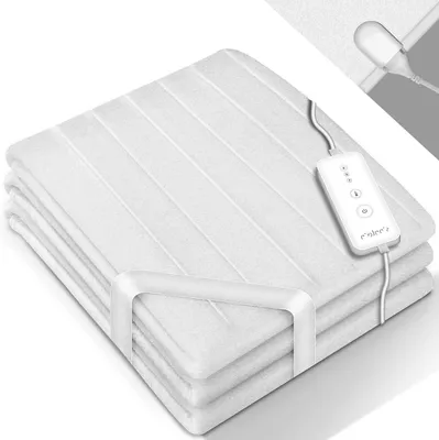 Immagine prodotto di Tappetino riscaldante in pile – Coperta elettrica – Per un sonno rilassante – 3 livelli di temperatura – 190 x 80 cm – Bianco