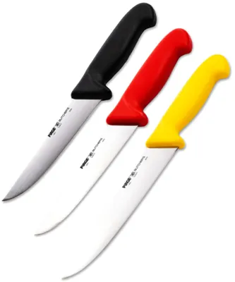 Produktbild von Pirge Butcher's Germany Profi Metzgermesser Set 16.5-19 - 21 cm - Schärfste Schlachtermesser - Fleischermesser - Stechmesser