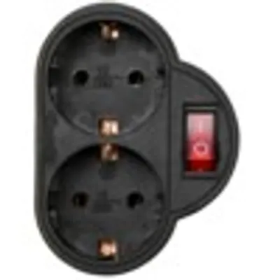 Produktbild von Steckdosen-Adapter mit Schalter und 2 Schuko Stecker Mehrfachstecker Mehrfachsteckdose Zwischenstecker