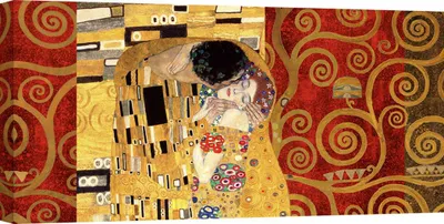 Obrázok produktu pre Obraz na plátne - Gustav Klimt - Bozk (Zlatý) - 70 x 35 cm