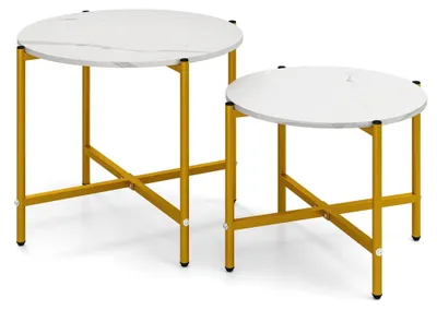 Produktbild von Rundes Couchtisch-Set, stapelbar, Metallgestell, weiß