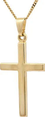 Produktbild von Gold Anhänger Kreuz mit Goldkette massiv 585 - 14 Karat Gold 45 cm