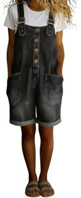 Produktbild von Damenjeansshorts im Y2K-Stil mit Knopffassung