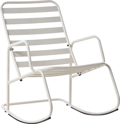 Produktbild von BELIANI Schaukelstuhl für den Garten Cremeweiß Aluminium Lamellen modernes Design für den Outdoor-Bereich