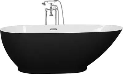 Obrázok produktu pre BELIANI Voľne stojaca vaňa čierna sanitárny akrylát 173 x 82 cm pre jednu osobu oválny moderný dizajn