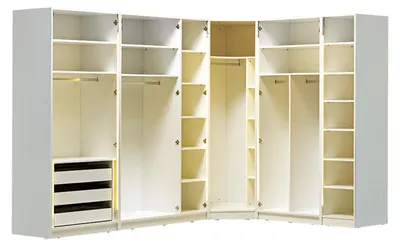 Produktbild von Luxus Kleiderschrank Eckschrank Weißer Schrank Holz Holzschrank Schlafzimmer