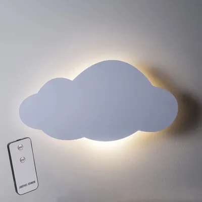 Produktbild von Wolk Lampe – Nachttischlampe – Dekorative Beleuchtung für Kinderzimmer – Mit Fernbedienung – 45 cm – Weiß