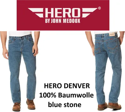 Produktbild von HERO by John Medoox DENVER DENIM Herren 5-Pocket-Jeans Straight Fit Non-Stretch Denim / Jeans clean wash gerade