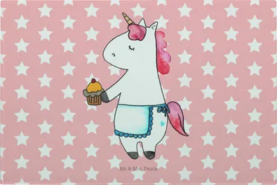 Produktbild von Mr. & Mrs. Panda Hackbrett Einhorn Muffin - Rot Pastell - Geschenk, Backen, Schneidebrett Aus Glas, Grüße, Unicorn, schneidbrett, Geburtstag, Küchenbrett, Schneidplatte