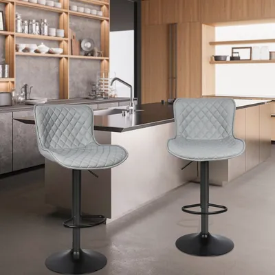 Image de lot de 2 tabourets de bar Chaise de bar réglable en hauteur pivotante en similicuir