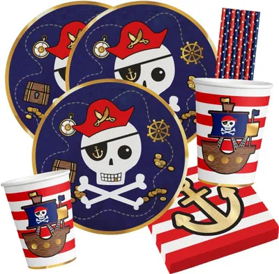 Produktbild von 40-teiliges Piraten-Party-Set mit Piratenkarte