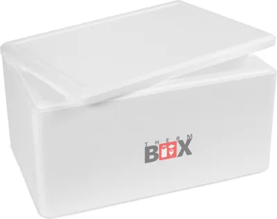 Produktbild von THERM-BOX Styroporbox 45W Innen: 53x33x25cm Wand: 3cm Volumen: 45,3L Isolierbox Kühlbox Warmhaltebox Wiederverwendbar