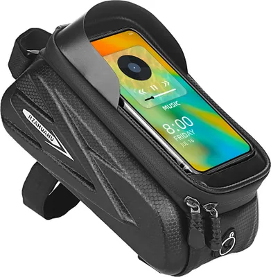 Produktbild von Fahrrad Rahmentasche Wasserdicht Lenkertasche für Smartphones bis zu 7 Zoll Handyhalterung Handytasche Oberrohrtasche mit TPU Sensitivem Touchscreen für Montainbikes, Rennrad, Ebikes