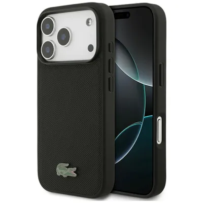 Produktbild von Lacoste Hülle iPhone 18 Pro MagSafe Petit Pique Hülle schwarz Logo