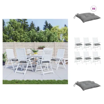 Image de vidaXL Coussin de chaise 6 pcs. Gris 40x40x7 cm Tissu Oxford - Coussin d'assise