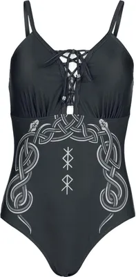 Produktbild von Black Premium by EMP Damen schwarzer Badeanzug mit Print L