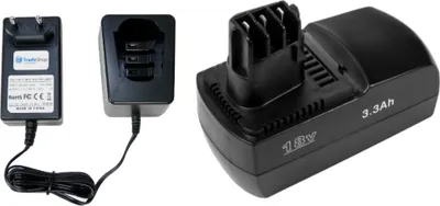 Produktbild von Trade-Shop 2in1 Set: Ni-MH Akku 18V / 3300mAh + Schnellladegerät für Metabo ULA 9.6-18 ersetzt 6.31739 6.31857 6.25477 6.25478 6.31740 6.25484 LC 40