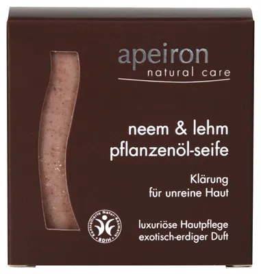 Produktbild von apeiron Pflanzenöl-Seife Neem & Lehm Bio 100g - Klärung für unreine Haut