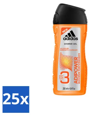 Produktbild von 25 x Adidas Adipower 2-in-1 Duschgel und Shampoo - 250 ml - Vorteilspackung - 25 Stücke