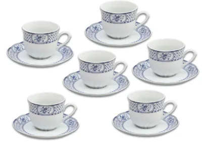 Produktbild von Thun 1794 Rose, Kaffeetassen und Untertassen, blaue Schleife, Thun, 6 Stück