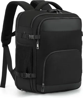 Obrázek produktu pro Batoh na cestování, rozměry 40x30x20 cm, černý, rozšiřitelný na objem 30 litrů – ideální pro leteckou společností Ryanair