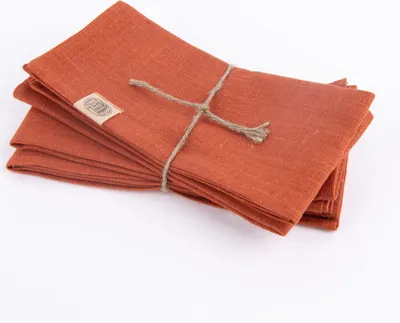 Produktbild von Leinenservietten Stoffservietten Erik 4 Stück 44x44cm rostrot