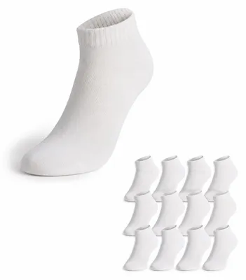 Produktbild von 12 Paar Sneaker Socken Damen Herren Baumwolle ohne Naht Weiß/43-46