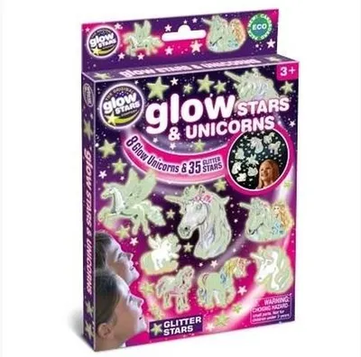 Productafbeelding van Gloeidende decoratieve stickers: sterren en eenhoorns