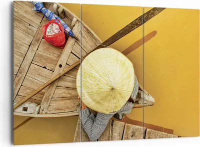 Produktbild von Bild auf Leinwand - Leinwandbild - 3 Teile - Asiatisch Boot Brücke - 165x110cm - Wand Bild - Wanddeko - Wandbilder - Leinwanddruck - Bilder - Wanddekoration - Leinwand bilder - CE165x110-4844