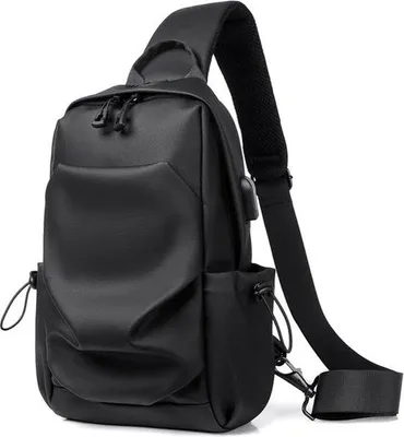 Immagine prodotto di Borsa a tracolla antifurto Unyqoos® da uomo – borsa a petto impermeabile con porta USB, 4 scomparti, multifunzionale