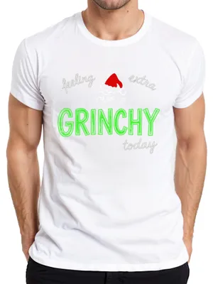Obrázok produktu pre Dnes sa cítim extra GRINCHY – Vianočný Grinch, vtipné a sarkastické pánske tričko, biele, S