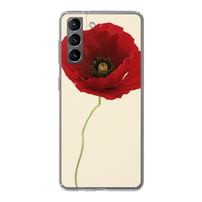 Produktbild von MuchoWow® Handyhülle Schutzhülle Hülle für Samsung Galaxy S21 Nahaufnahme einer roten Mohnblume Silikon Softcase Handy Hülle - Softcase