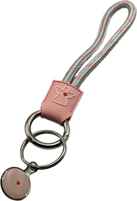Produktbild von Schlüsselanhänger Damen Rosa – „Glücksbegleiter“ aus Segeltau mit Karabiner & Herzanhänger