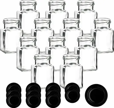 Gouveo 24er Set Gewürzgläser 50 Ml Eckig - Mini Vorratsgläser Mit Korken Für Kräuter & Gewürze