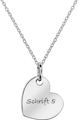 Produktbild von MATERIA by Matthias Wagner Gravur Kette mit Herz Anhänger - 925 Silber Herzkette Liebe rhodiniert 42-45cm KA-452