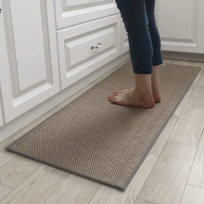 Imagen del producto de Alfombra antideslizante para cocina, lavable, con imitación de yute