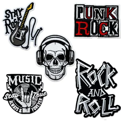 Productafbeelding van 5 stuks punk-rock-patches - Metalen strijkpatches voor kleding
