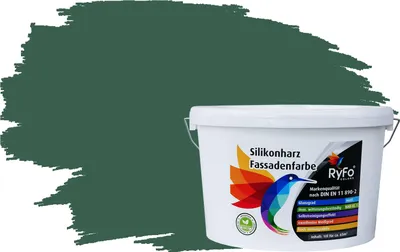 Produktbild von RyFo Colors Silikonharz Fassadenfarbe Lotuseffekt Trend Tannengrün 10l - bunte Fassadenfarbe, weitere Grün Farbtöne und Größen erhältlich, Deckkraft Klasse 1