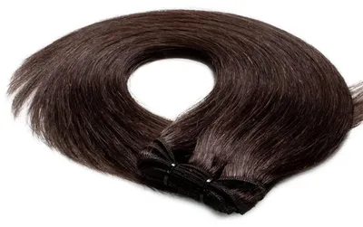 Produktbild von hair2heart Premium Echthaar Tressen zum Einnähen Extensions glatt - 60cm 50g 4/0 mittelbraun