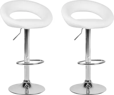 Produktbild von BELIANI Trendy Barhocker Weiß / Silber Kunstleder Höhenverstellbar Drehbar Modern