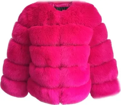 Produktbild von Damen Kunstpelz Mantel Kurzer Faux Pelz Winterjacke Kunstfell Oberbekleidung Einfarbig Dicker Parka Wintermantel, Damen , Rose, S