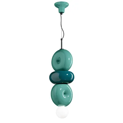 Zdjęcie produktu dla Lampa wisząca Vintage Deco Bumbum 3 Elements Ceramic Turquoise And Green 1 Light E27