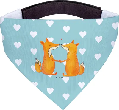Produktbild von Mr. & Mrs. Panda Hunde Halstuch Füchse Liebe - Türkis Pastell - Geschenk, Tuch, Ehe, Für, Hundetuch, Fuchs, Hund, Freundin