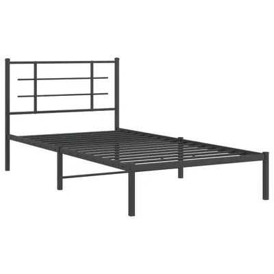 Zdjęcie produktu dla Metalowa rama łóżka z wezgłowiem, czarna, 107x203 cm