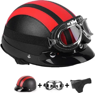 Produktbild von Motorradhelm Roller Helm,Universal-Motorrad mit offenem Gesicht,Visier Helmbrille, Kopfumfang: 54-60 cm