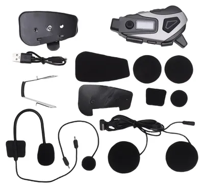 Image de Caméra étanche pour casque de moto IPX8 avec casque Bluetooth, enregistreur vidéo HD 1080p, écouteurs sans fil et réduction intelligente du bruit