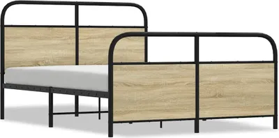 Produktbild von vidaXL Metallbett ohne Matratze Sonoma-Eiche 140x200 cm