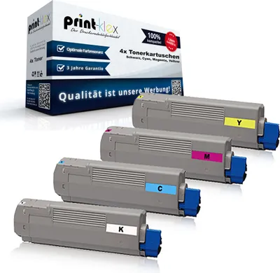 Produktbild von 4x Kompatible Tonerkartuschen für OKI C 612 DN C 612 N C 612 Series 46507508 46507507 46507506 46507505 Black Cyan Magenta Yellow - Office Plus Serie