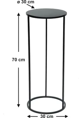 Productafbeelding van Zwarte, ronde bloemenrekken van metaal - Moderne plantentafel en bijzettafel, 50-70 cm
